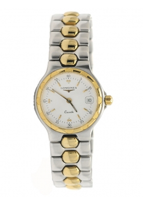 LONGINES LADY'S CONQUEST TWO TONE 18K WATCH