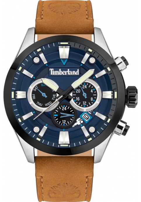 TIMBERLAND Tidemark TDWJF2001901 Silver case Brown Leather strap