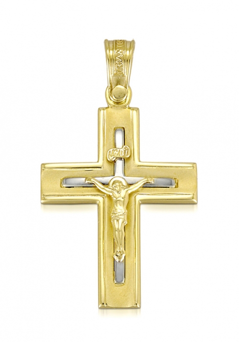 Σταυρός 14 Καράτια Χρυσός ΤΡΙΑΝΤΟΣ Ανδρικός με Εσταρωμένο