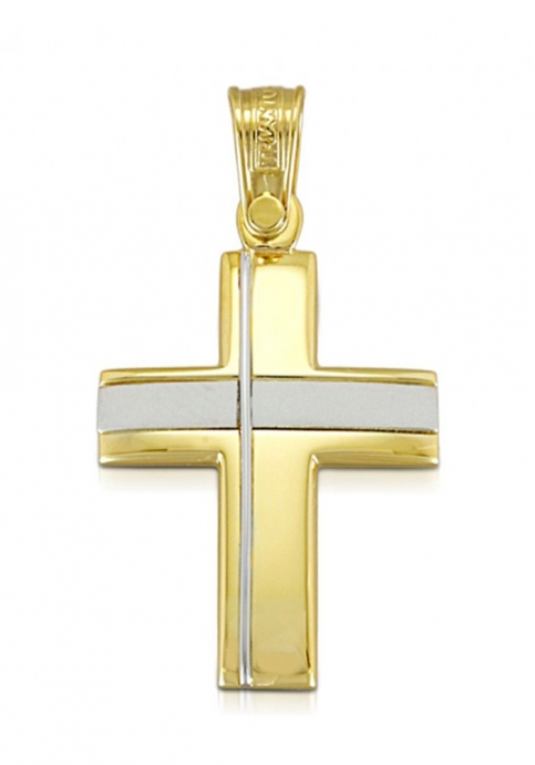 Σταυρός 14 Καράτια Xρυσο και Λευκόχρυσο ΤΡΙΑΝΤΟΣ Ανδρικός