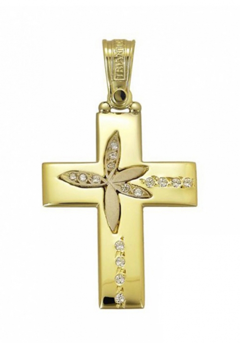 Σταυρός 14 Καράτια Χρυσο και Ρόζ Χρυσό ΤΡΙΑΝΤΟΣ Γυναικείος