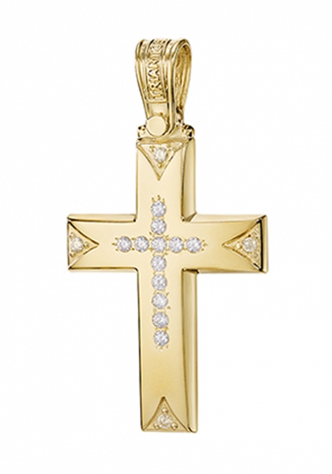 Σταυρός 14 Καράτια Χρυσός ΤΡΙΑΝΤΟΣ με Ζιργκόν