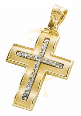 Σταυρός 14 Καράτια Χρυσός ΤΡΙΑΝΤΟΣ Γυναικείος με Ζιργκόν