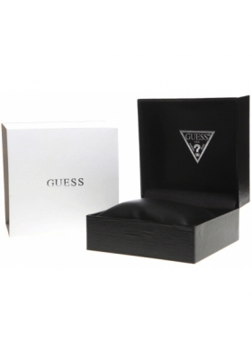 GUESS Dual Time Black Leather Strap