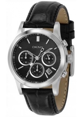 DKNY Chronograph Black Leather Strap