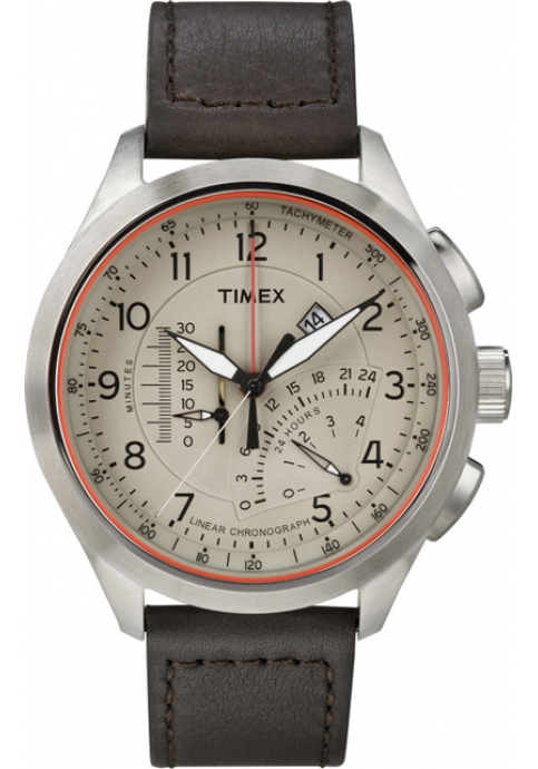 Timex Inteligent Quartz Linear Chrono Brown Leather Strap